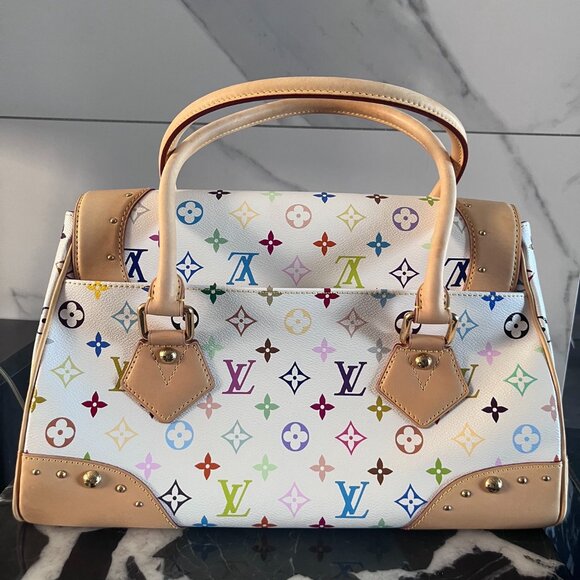 LV × Murakami White Multicolor “Audra” Satchel — Very Good, Gold Hardware - Picture 3 of 9